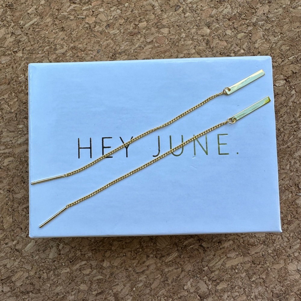 NEW IN BOX Hey June 14K Gold Filled Backdrop Threader Earrings